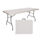 Tavolo pieghevole a metà Hampden Furnishings, collezione Baldwin, 76x183 cm, grigio: portatile, robusto, senza montaggio, 5 anni di garanzia
