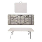 Tavolo pieghevole a metà Hampden Furnishings, collezione Baldwin, 76x183 cm, grigio: portatile, robusto, senza montaggio, 5 anni di garanzia