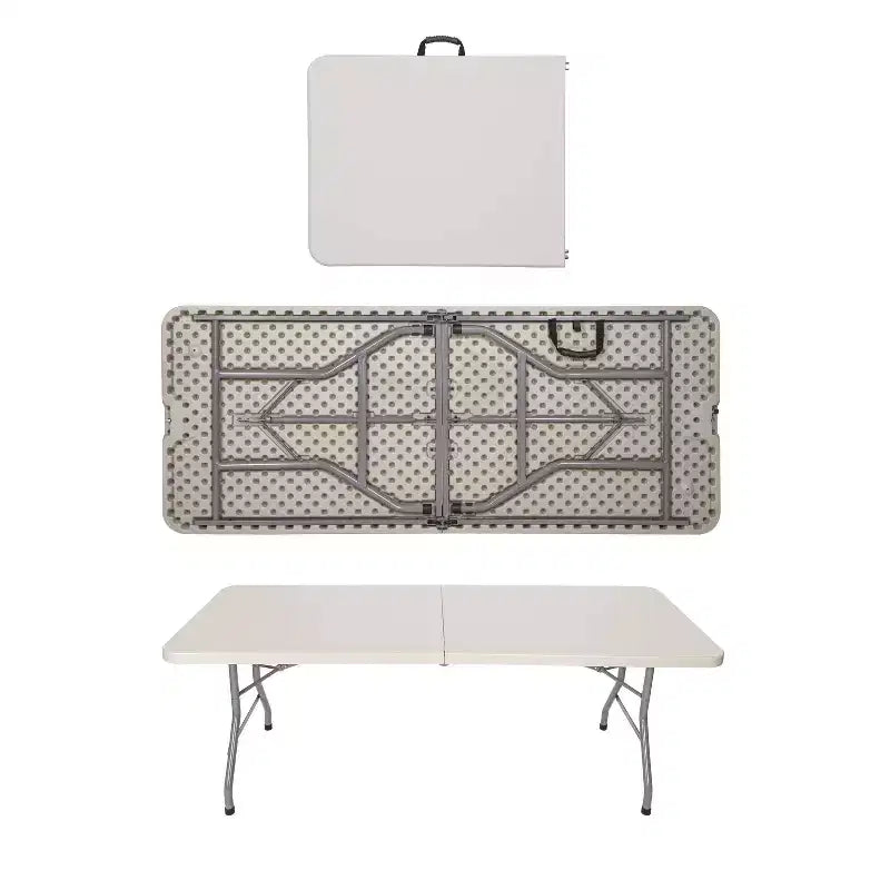 Tavolo pieghevole a metà Hampden Furnishings, collezione Baldwin, 76x183 cm, grigio: portatile, robusto, senza montaggio, 5 anni di garanzia