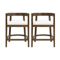 Christopher Knight Home Set of 2 25.25" Gina Upholstered Rubberwood Counter Height Barstools Walnut