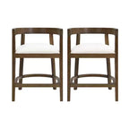 Christopher Knight Home Set of 2 25.25" Gina Upholstered Rubberwood Counter Height Barstools Walnut