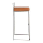 Sgabelli da bar LumiSource Fuji Stacker, set da 3, acciaio inossidabile/PU color cammello