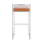 Sgabelli da bar LumiSource Fuji Stacker, set da 3, acciaio inossidabile/PU color cammello