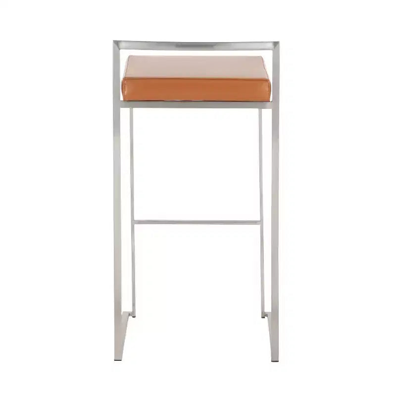 Sgabelli da bar LumiSource Fuji Stacker, set da 3, acciaio inossidabile/PU color cammello