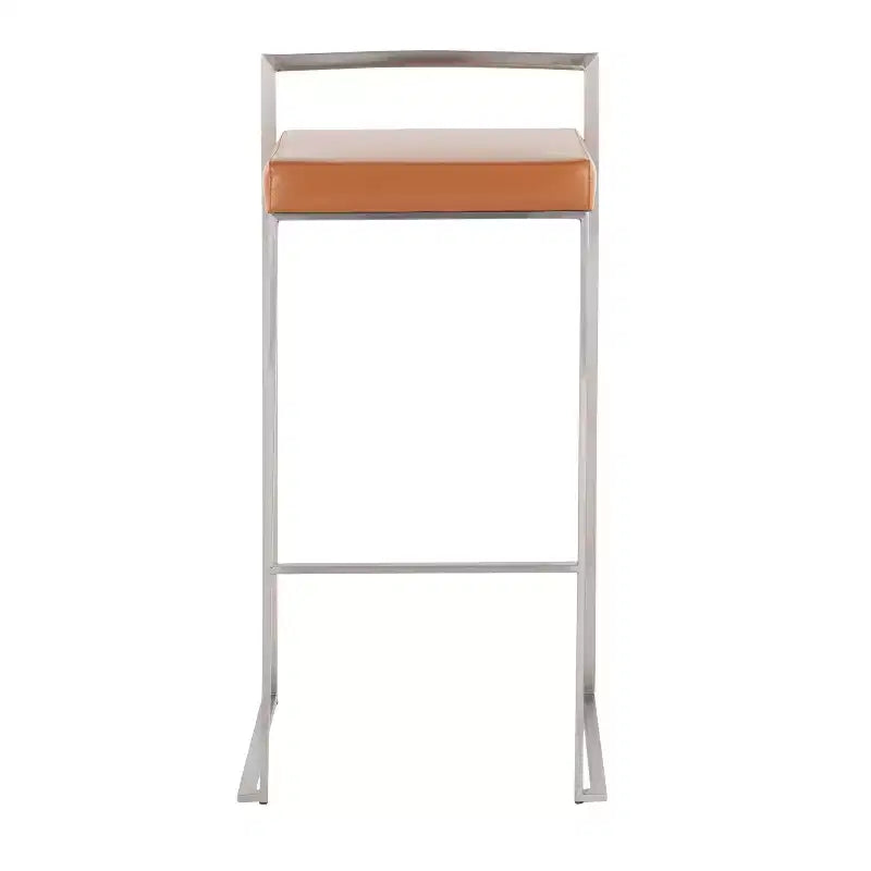 Sgabelli da bar LumiSource Fuji Stacker, set da 3, acciaio inossidabile/PU color cammello