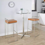 Sgabelli da bar LumiSource Fuji Stacker, set da 3, acciaio inossidabile/PU color cammello