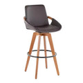 LumiSource Cosmo PU Counter Height Barstool Walnut Bamboo/Brown