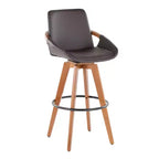 LumiSource Cosmo PU Counter Height Barstool Walnut Bamboo/Brown