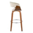 LumiSource Set di 2 sgabelli da bar vintage moderni Noce/Cromo/Crema: Sedie girevoli imbottite con poggiapiedi