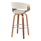 LumiSource Set di 2 sgabelli da bar vintage moderni Noce/Cromo/Crema: Sedie girevoli imbottite con poggiapiedi