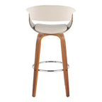 LumiSource Set di 2 sgabelli da bar vintage moderni Noce/Cromo/Crema: Sedie girevoli imbottite con poggiapiedi