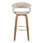 LumiSource Set di 2 sgabelli da bar vintage moderni Noce/Cromo/Crema: Sedie girevoli imbottite con poggiapiedi