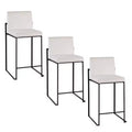 LumiSource Set of 3 Fuji High Back Counter Height Barstools Black Steel/White Velvet