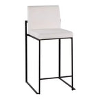 LumiSource Set di 3 Sgabelli da Bar Fuji con Schienale Alto per Bancone, Acciaio Nero/Velluto Bianco