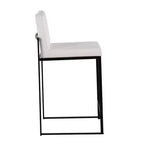 LumiSource Set di 3 Sgabelli da Bar Fuji con Schienale Alto per Bancone, Acciaio Nero/Velluto Bianco