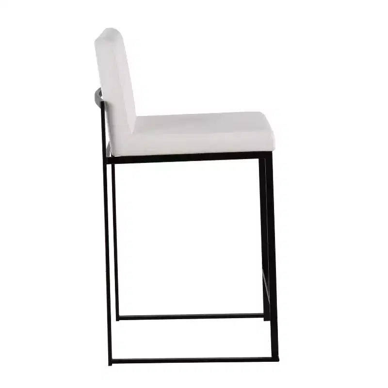 LumiSource Set di 3 Sgabelli da Bar Fuji con Schienale Alto per Bancone, Acciaio Nero/Velluto Bianco