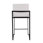 LumiSource Set di 3 Sgabelli da Bar Fuji con Schienale Alto per Bancone, Acciaio Nero/Velluto Bianco