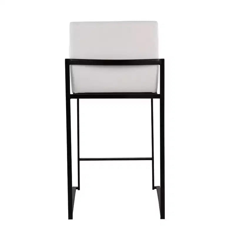 LumiSource Set di 3 Sgabelli da Bar Fuji con Schienale Alto per Bancone, Acciaio Nero/Velluto Bianco