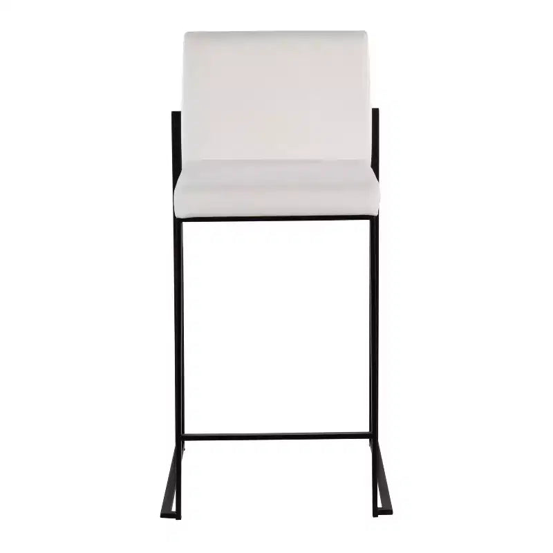 LumiSource Set di 3 Sgabelli da Bar Fuji con Schienale Alto per Bancone, Acciaio Nero/Velluto Bianco
