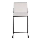 LumiSource Set di 3 Sgabelli da Bar Fuji con Schienale Alto per Bancone, Acciaio Nero/Velluto Bianco