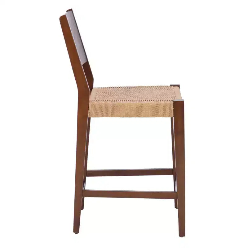 Set of 2 29" Clara Handwoven eagra Seat Counter Height Barstool Brown Wood Finish - Powell