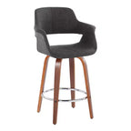 Set di 2 sgabelli da bar vintage Flair, altezza bancone, noce/cromo/carbone - LumiSource: Imbottiti, girevoli, gambe in legno, portata 113 kg