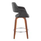 Set di 2 sgabelli da bar vintage Flair, altezza bancone, noce/cromo/carbone - LumiSource: Imbottiti, girevoli, gambe in legno, portata 113 kg