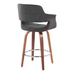 Set di 2 sgabelli da bar vintage Flair, altezza bancone, noce/cromo/carbone - LumiSource: Imbottiti, girevoli, gambe in legno, portata 113 kg