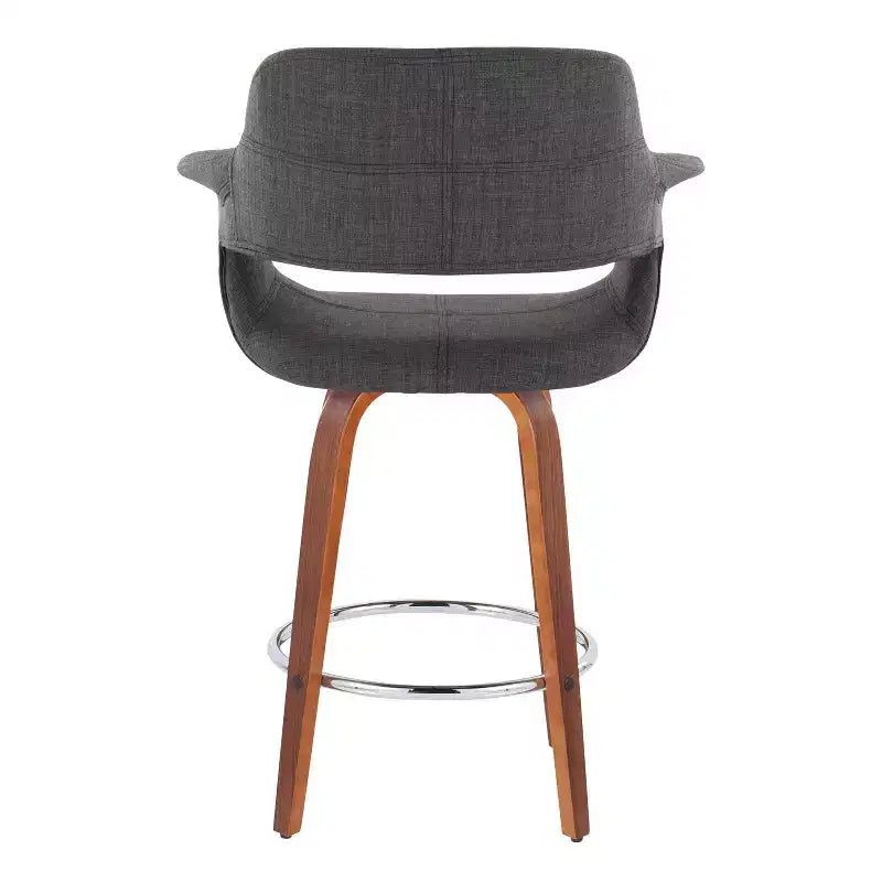 Set di 2 sgabelli da bar vintage Flair, altezza bancone, noce/cromo/carbone - LumiSource: Imbottiti, girevoli, gambe in legno, portata 113 kg