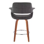 Set di 2 sgabelli da bar vintage Flair, altezza bancone, noce/cromo/carbone - LumiSource: Imbottiti, girevoli, gambe in legno, portata 113 kg