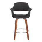 Set di 2 sgabelli da bar vintage Flair, altezza bancone, noce/cromo/carbone - LumiSource: Imbottiti, girevoli, gambe in legno, portata 113 kg