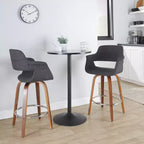 Set di 2 sgabelli da bar vintage Flair, altezza bancone, noce/cromo/carbone - LumiSource: Imbottiti, girevoli, gambe in legno, portata 113 kg