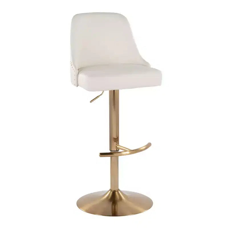 LumiSource Set di 2 sgabelli da bar Marcel borchiati Oro/PU Bianco