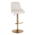LumiSource Set di 2 sgabelli da bar Marcel borchiati Oro/PU Bianco