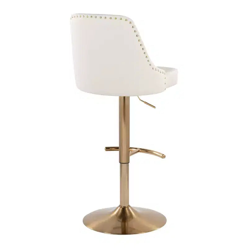 LumiSource Set di 2 sgabelli da bar Marcel borchiati Oro/PU Bianco