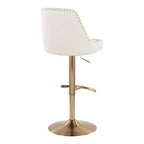 LumiSource Set di 2 sgabelli da bar Marcel borchiati Oro/PU Bianco