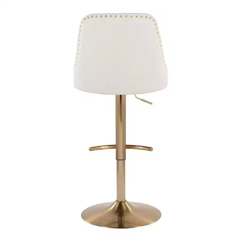 LumiSource Set di 2 sgabelli da bar Marcel borchiati Oro/PU Bianco