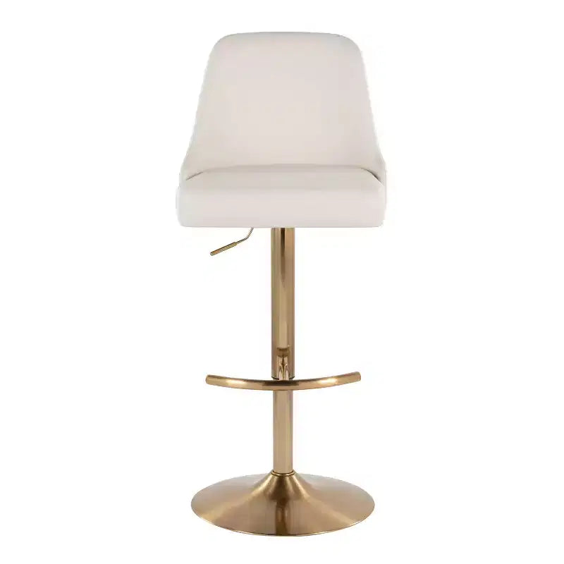 LumiSource Set di 2 sgabelli da bar Marcel borchiati Oro/PU Bianco