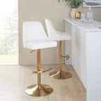 LumiSource Set di 2 sgabelli da bar Marcel borchiati Oro/PU Bianco