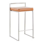 LumiSource Set di 3 sgabelli da bar Fuji impilabili altezza bancone acciaio inossidabile/cammello