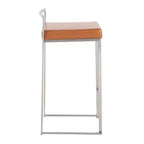 LumiSource Set di 3 sgabelli da bar Fuji impilabili altezza bancone acciaio inossidabile/cammello