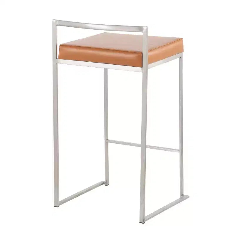 LumiSource Set di 3 sgabelli da bar Fuji impilabili altezza bancone acciaio inossidabile/cammello