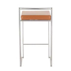 LumiSource Set di 3 sgabelli da bar Fuji impilabili altezza bancone acciaio inossidabile/cammello