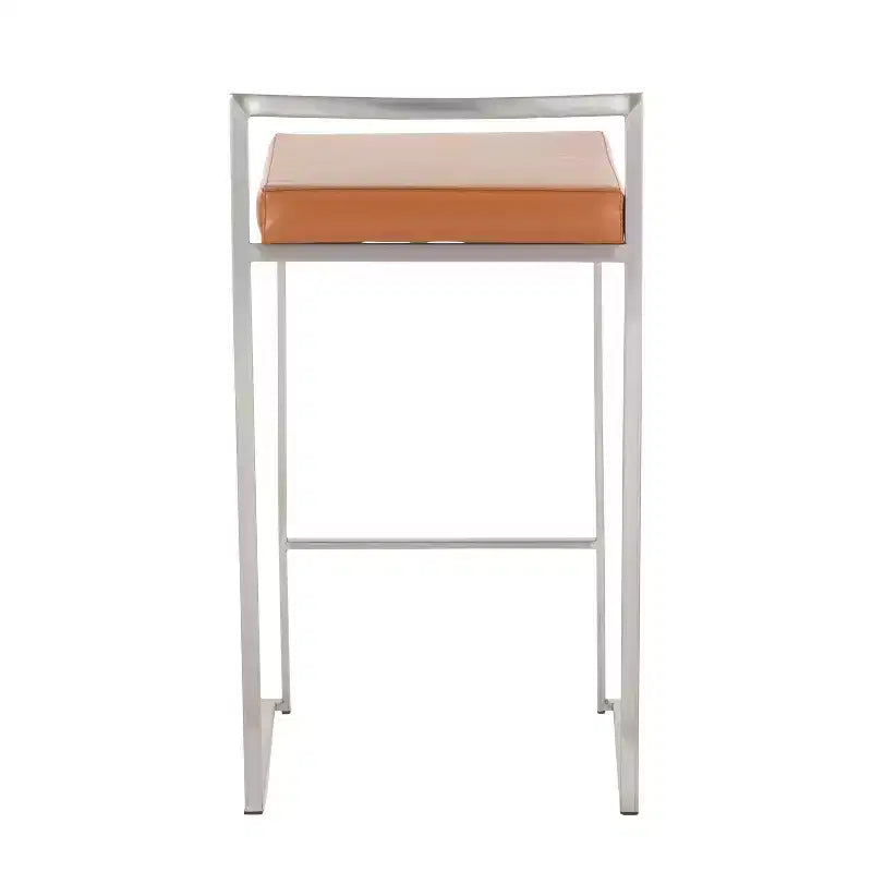 LumiSource Set di 3 sgabelli da bar Fuji impilabili altezza bancone acciaio inossidabile/cammello