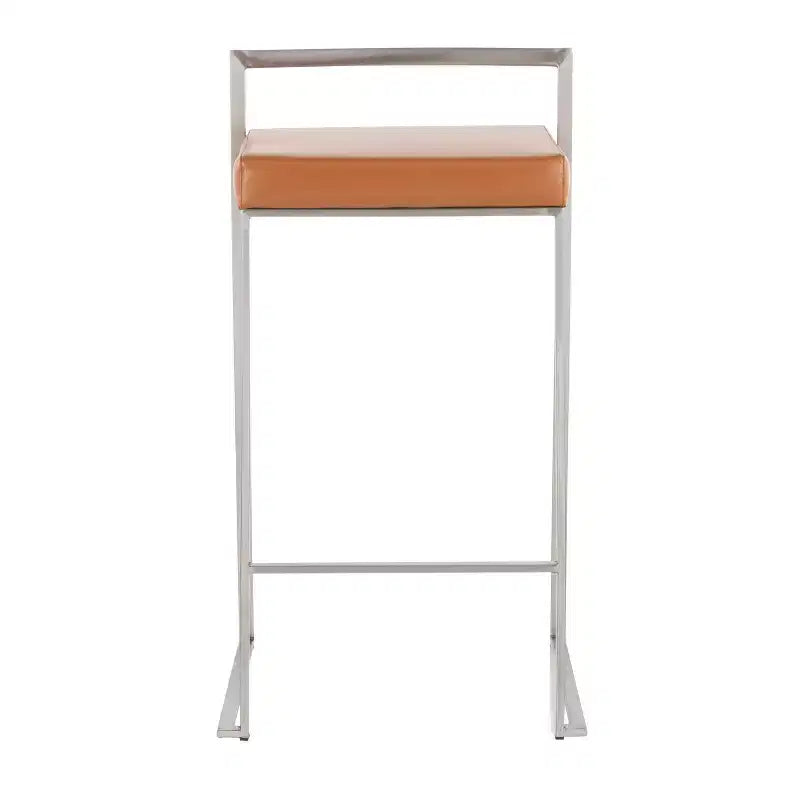 LumiSource Set di 3 sgabelli da bar Fuji impilabili altezza bancone acciaio inossidabile/cammello