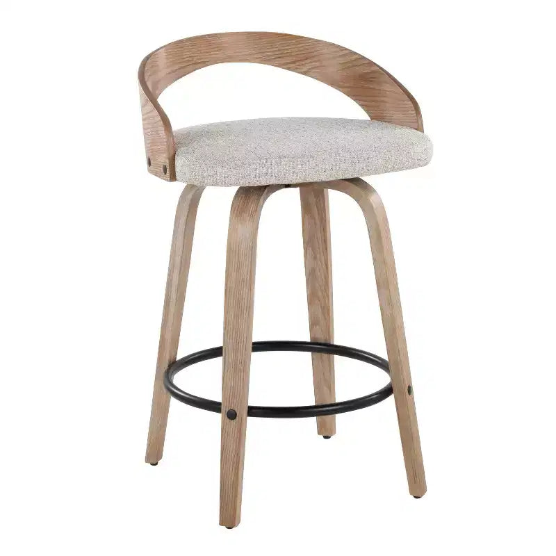 LumiSource Set di 2 Sgabelli da Bar Altezza Bancone Grotto Legno Bianco Laccato/Avena