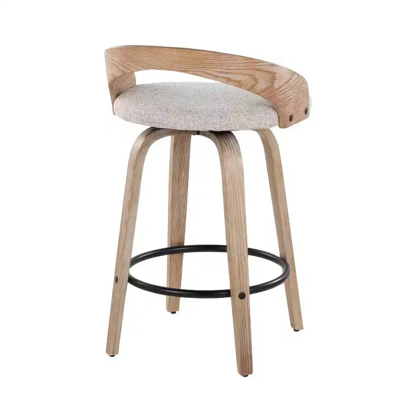 LumiSource Set di 2 Sgabelli da Bar Altezza Bancone Grotto Legno Bianco Laccato/Avena
