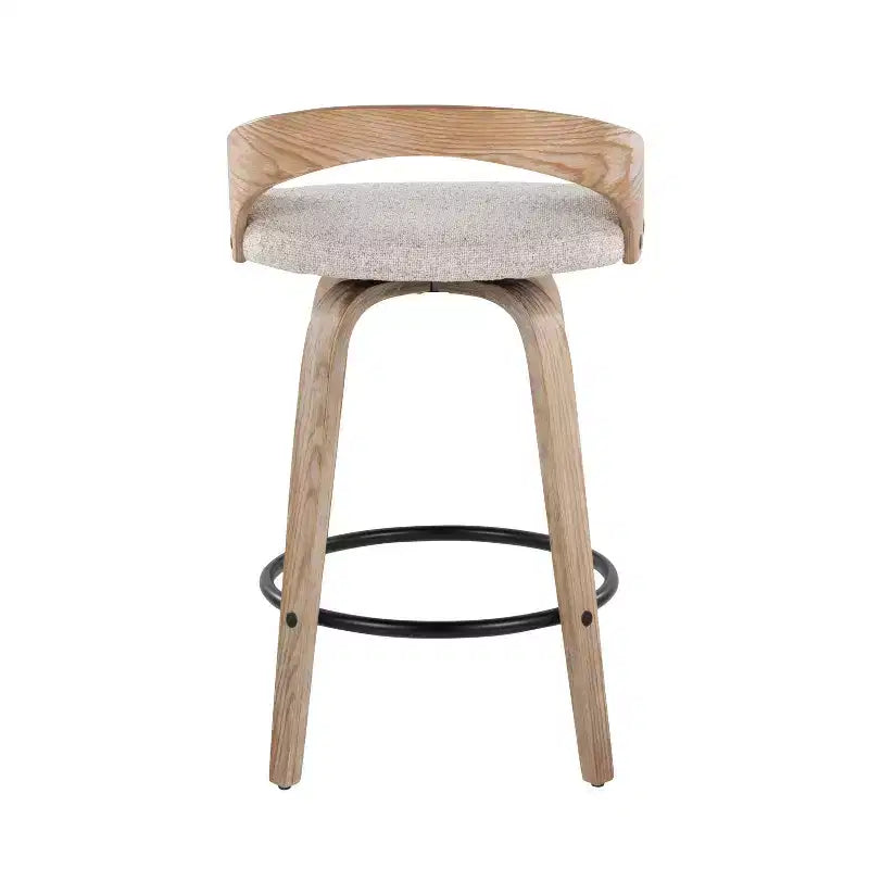 LumiSource Set di 2 Sgabelli da Bar Altezza Bancone Grotto Legno Bianco Laccato/Avena
