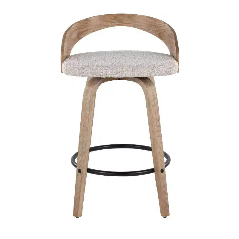LumiSource Set di 2 Sgabelli da Bar Altezza Bancone Grotto Legno Bianco Laccato/Avena