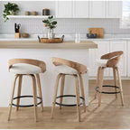 LumiSource Set di 2 Sgabelli da Bar Altezza Bancone Grotto Legno Bianco Laccato/Avena